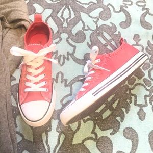 Ladies Red Distressed Sneakers